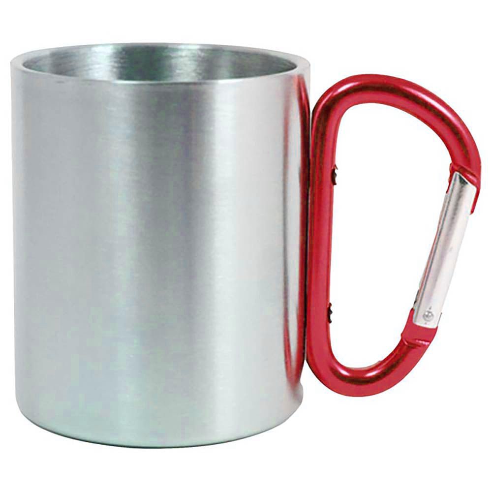 Cana metal inox cu maner rosu